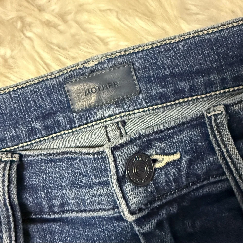 MOTHER Skinny Jeans The Swooner Ankle Fray Jeans Weekend Warrior Size 26